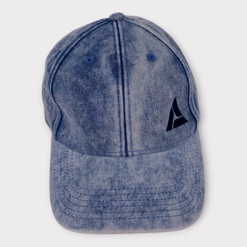 Vintage Pacific Headwear Acid Wash Denim Baseball Cap Blue Adjustable Strap Logo